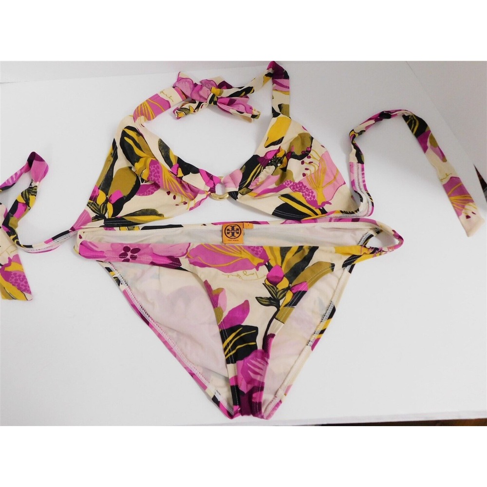 Tory Burch Multicolor Floral‎ Print Bikini Swimsuit sz S